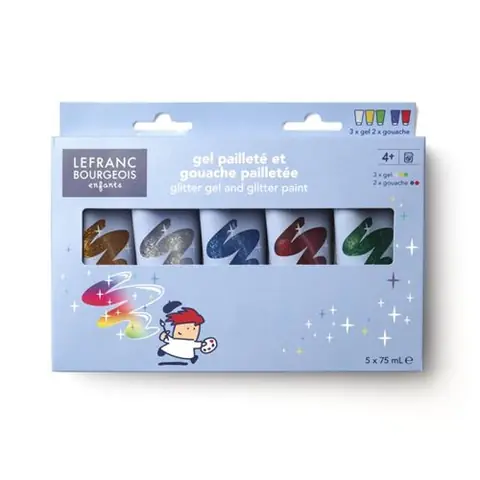 Tubes de gel et gouache pailleté - Peinture enfant - Assortiment - Lefranc Bourgeois