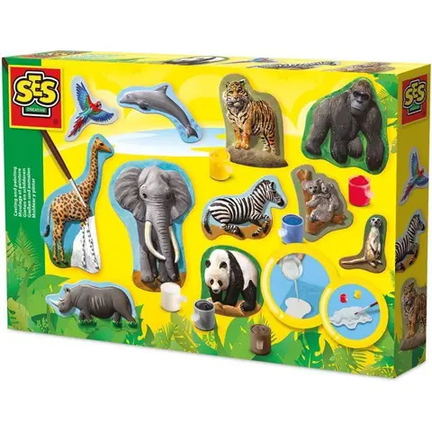 Moulage et peinture - SES CREATIVE - Hobby - Animaux - Plâtre Lavable - 11 figurines à créer - Age : 5+