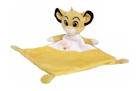 Simba le lion : grand doudou plat 22 x 22 cm - peluche enfant lion + carte tigre - bebe - naissance