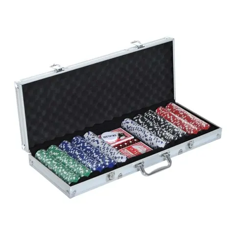 Mallette poker 500 jetons 2 jeux cartes 5 dés aluminium - Set complet pour soirées poker555x22x65cm