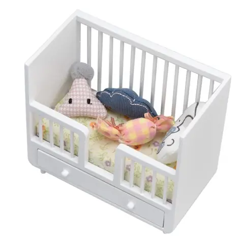 Maison de poupée en bois Berceau 1:12 Lit de maison de poupée DIY Maison de poupée miniature Berceau en jouets poupee - SURENHAP