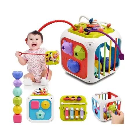 Jouet Bebe 1 2 An 7 in 1 Sensoriel Jouets pour Bebe 6 9 12 18 Mois Naissance Fille  Cadeau Educatif Cube dactivité Jeux 1 2 Ans