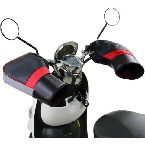 Gants Moto Hiver Automne Manchon Poignées Guidon Imperméable Anti-Vent/Froid Moufles Protection Thermique Doublure Velours Chaud