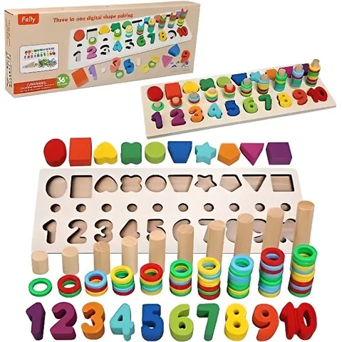 jouet montessori mathématiques bébé 1 2 3 ans jeux éducatif puzzles en bois apprendre à compter et les couleurs jeu