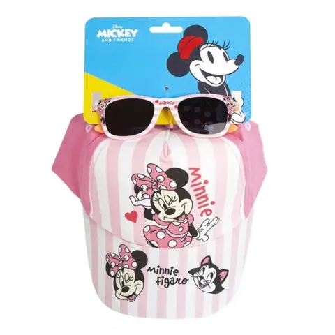 Ensemble lunettes de soleil - Disney - Minnie Mouse - Protection UV - Casquette ajustable - Rose