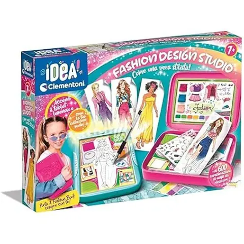 Clementoni Idea-Fashion Designer tableau lumineux ensemble de vêtements jeu créatif pour fille de 6 ans multicolore support