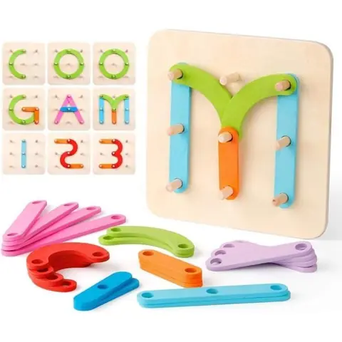 Jeu Dactivités de Construction de Lettres et de Nombres en Bois Montessori Préscolaire Jouet éducatif Forme Jeu de Reconnaissance