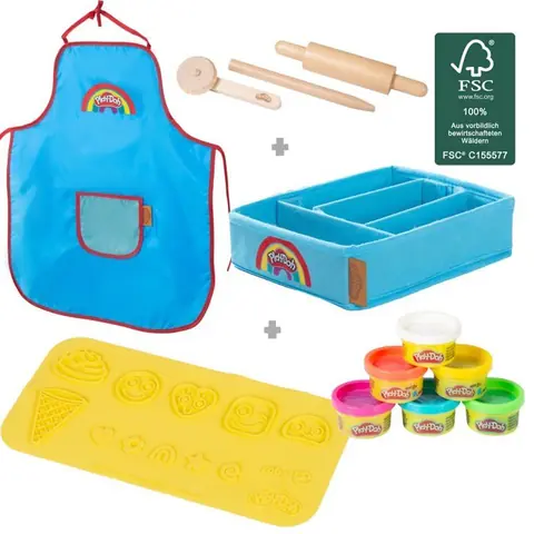 Kit de Loisirs Créatifs ROBA x Play-Doh - 6 Pots de Pâte à Modeler + Tablier + Tapis 3D et Accessoires - pour Enfants dès 3 Ans
