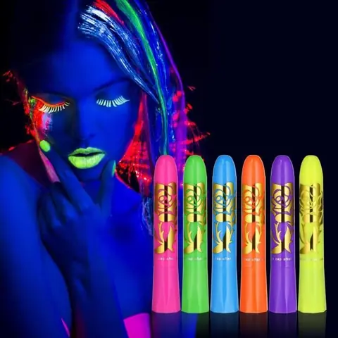 Maquillage Enfant - Crayons de Peinture Fluo Fluorescents UV - 6 Couleurs - Festival Halloween Cosplay