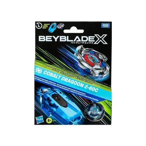 Coffret Toupie Beyblade X Pack Cobalt Dragoon 2-60C - Set Toupie + Lanceur Deluxe - Type Attaque + 1 Carte