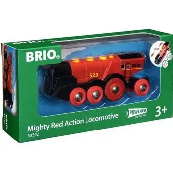 Brio World Locomotive Rouge Puissante à piles - Accessoire son & lumière Circuit de train en bois - Ravensburger - Dès 3 ans - 33592