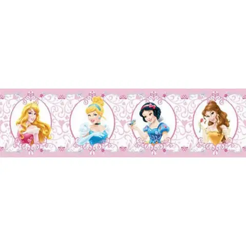 Frise - Disney - 4 Princesses - Rose - 5m - Adhésive