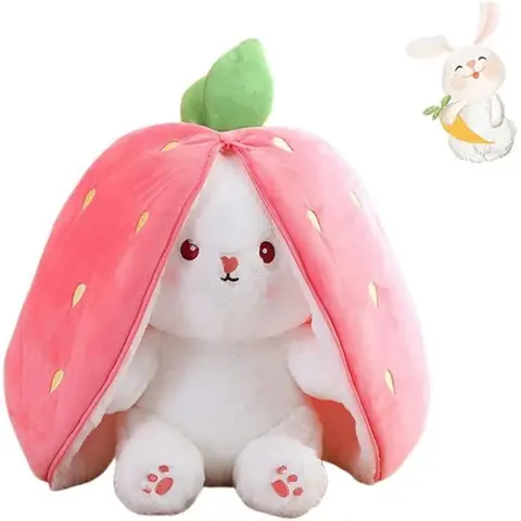 Peluche - Muppet - Lapin Fraise de Pâques - Réversible - Chiffon doux - 18 cm