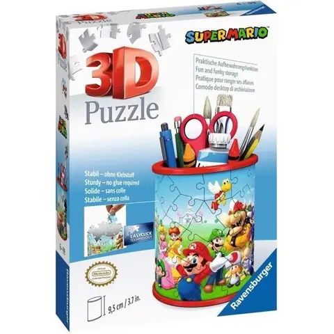SUPER MARIO Puzzle 3D Pot à crayons - Ravensburger - Puzzle 3D enfant - sans colle - Pot à crayons 54 pièces - Dès 6 ans