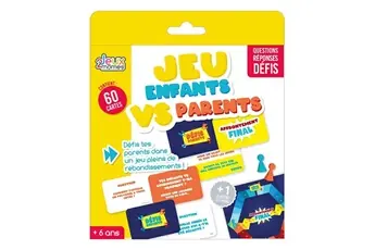 Jeu de plateau "Défis Parents vs Enfants" avec plateau, 2 pions et 60 cartes défis -  -