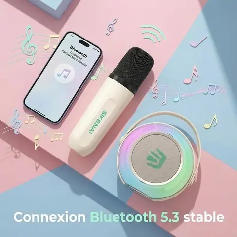 Karaoke Enfant avec 1 Microphones CDISPLAY Microphone Karaoké sans Fil Haut-Parleur Bluetooth avec Micro