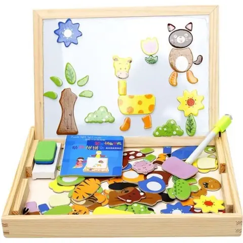 Tableau d’Enfant Magnétique Puzzles en Bois Coloré Animaux Jouet Éducatif Cadeau Pour Enfant Bébé