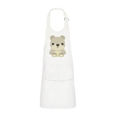 Fabulous Tablier Cuisine Enfant 2 Poches Blanc Ourson En Peluche Dessin Mignon - Haut de gamme