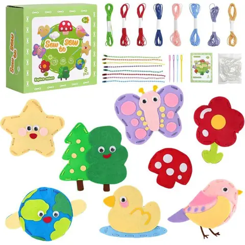 Kit De Couture Enfant En Feutrine Set Créatif DIY Activité Couture Enfant 6 Ans Et Plus Matériel Complet (Explore Nature)