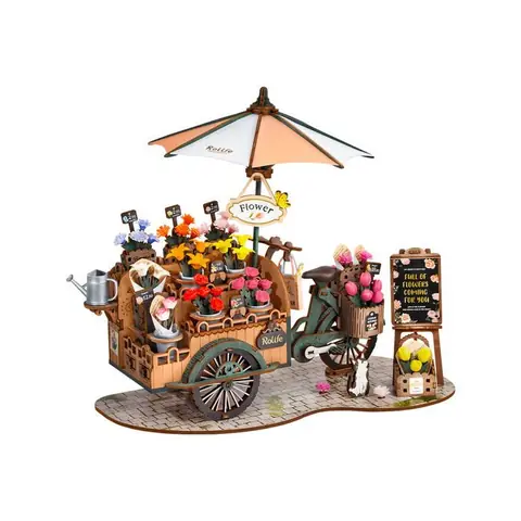 Puzzle 3D en bois à construire - ROBOTIME Panier de fleurs DIY