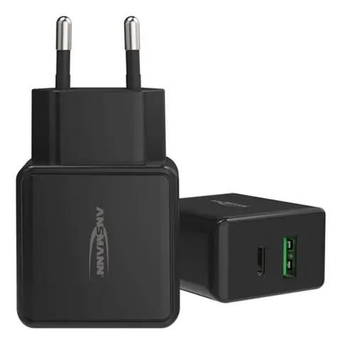 Adaptateur secteur universel avec 2 ports USB Ansmann HC218PD 20 W Noir