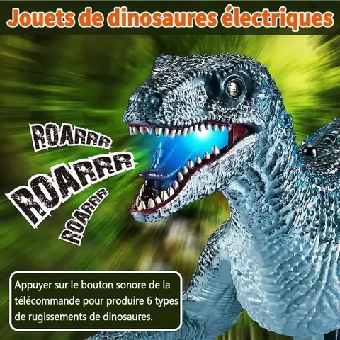 Dinosaure Telecommandé pour Enfant Jouet Électrique avec Lumière Et Son LED Dinosaure Marchant Et Rugissant Tyrannosaurus Rex
