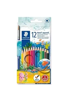 Boîte de 12 crayons de couleur aquarellables Noris Couleur + 1 pinceau