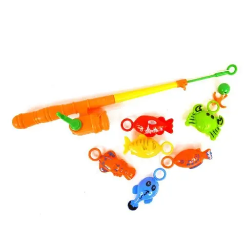 Canne à Pêche Jouet - WONDERKIDS - 41cm - Multicolore - 6 Poissons - Pour Enfants de 3 à 6 ans