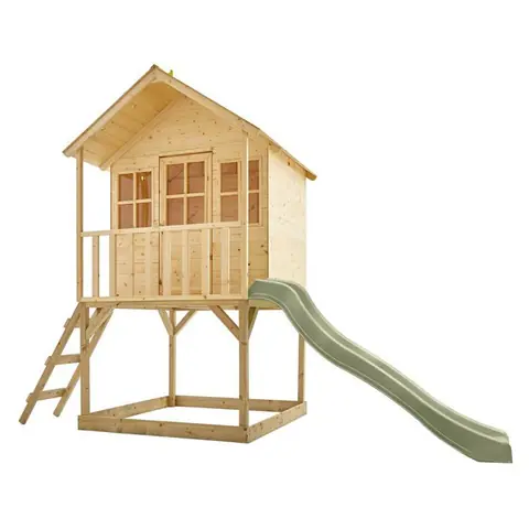 Maisonnette - TP TOYS - COLLINE - sur pilotis - toboggan 18 m - bac à sable ombragé