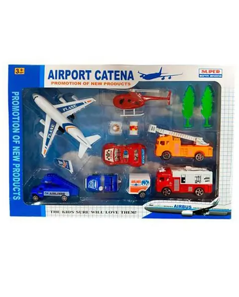 Jouet - Coffret aéroport - 1 avion - 12 véhicules - Mixte - 3 ans et plus