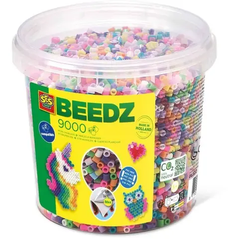 Mélange de perles à repasser - Boîtes 9000 trendy - SES CREATIVE - 9000 perles aux couleurs vives.