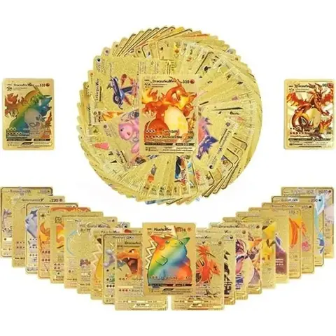 Carte Pokemon Française - POKEMON - 110 Cartes en FRANÇAIS brillantes Plaquées OR - RARE - SANS Doublons
