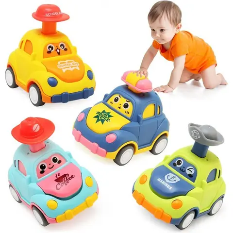 Petite Voiture Enfant 1 2 3 Ans 4 Pièces Press And Go Jouet Voiture Jouet Friction Pour Bebe 12 18 Mois Véhicules Jeux Éducatifs