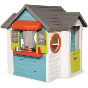 Smoby Maison Chef House en plastique anti-UV avec Marchande et Cuisine 135 x 132 x 124 cm