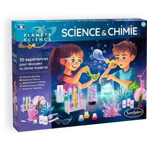Kit Scientifique - SENTOSPHERE - Science et Chimie - 30 expériences - 12 matières premières - Dès 8 ans