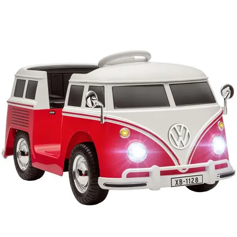 Voiture électrique enfant - AIYAPLAY - Volkswagen T1 sous licence officielle - 12 V avec 2 moteurs démarrage doux - rouge