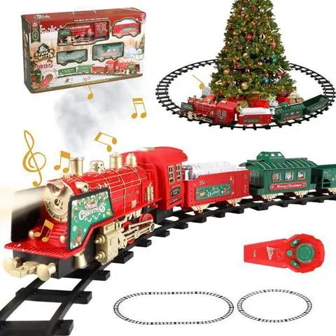 Train Jouet pour Enfants Noël Télécommande Train à Vapeur Électriques Jouets avec Lumières Fumé et Son Cadeaux de Noël