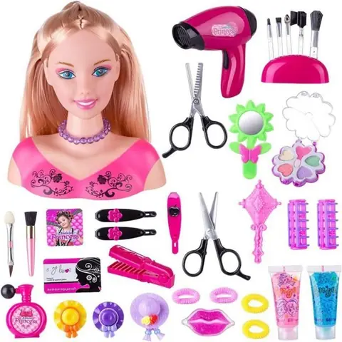 Tête à Coiffer et à MaquIller Deluxe 35 Accessoires Cheveux & MaquIllage Jouet pour Enfants dès 3 Ans tete a coiffer enfant
