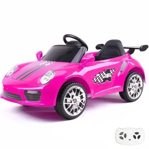 PORSCHE Style Voiture Électrique 12V - Rose - 1 à 5 ans  - Télécommande Parentale - Sons Réalistes - 30kg