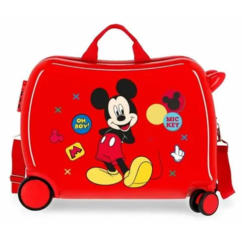 Disney - Valise trotteur Mickey "Enjoy the day" - 50 x 38 x 20 cm - Rouge