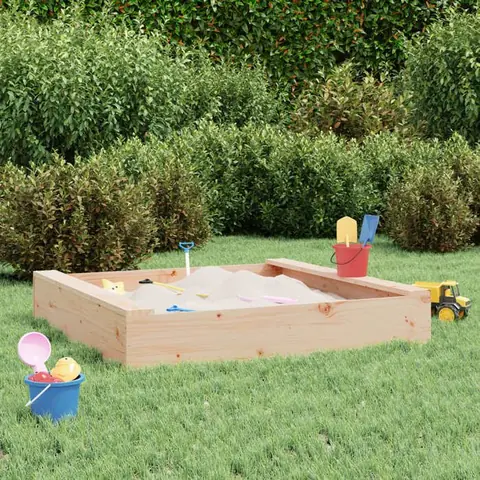 vidaXL Bac à Sable avec Sièges Jeu de Sable pour Enfants Aire de Jeux pour Tout-petits Jardin Extérieur Carré Bois de Pin 825030