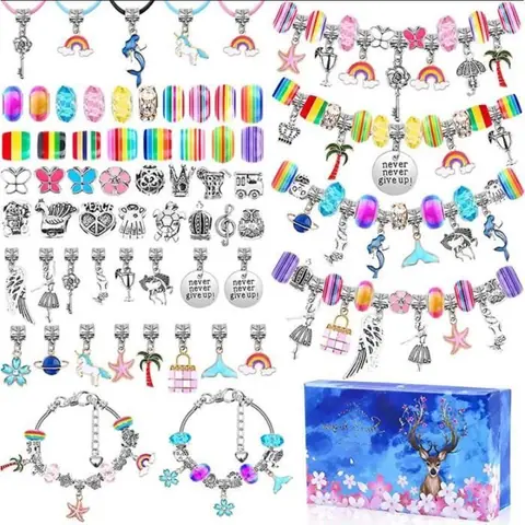 Cadeau Fille 5-13 Ans Bijoux Enfants Fabrication Bijoux Fabrication Bracelet Charms Bracelet Kit Jouet Cadeau de Noël Anniversaire