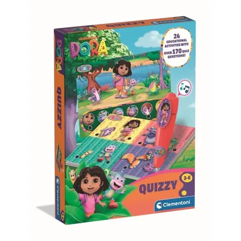Clementoni - Quizzy Dora lExploratrice - dès 3 Ans - Jeu Éducatif Interactif - Apprentissage Ludique avec Cartes Illustrées