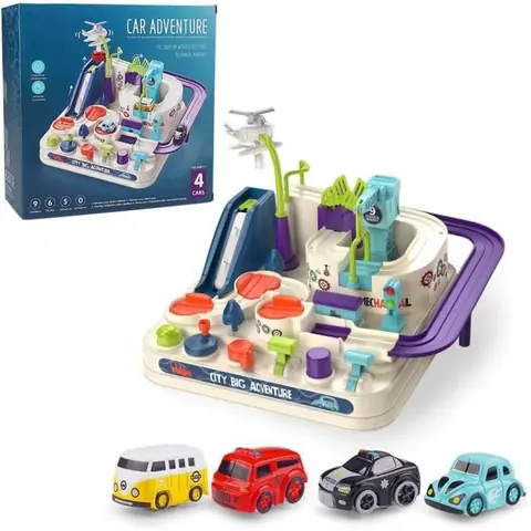 Piste de Voiture Jouet Enfant 3 Ans Circuit Voiture Enfant avec Hélicoptère Bus Voiture pour Enfant 3 4 5 6 Ans