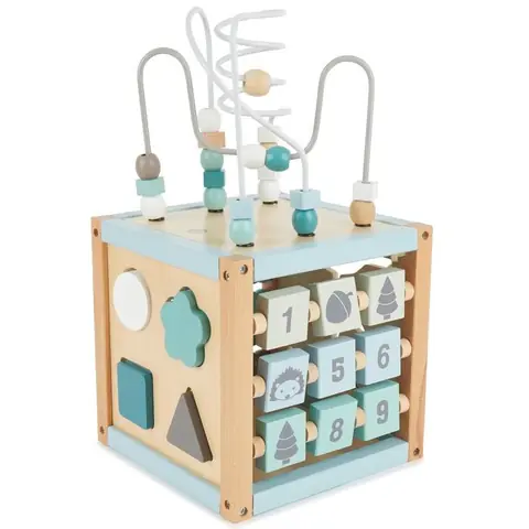 Cube dactivité bébé - Bieco - Scandi-Chic - Motricité fine - Jeu dencastrement - Bois