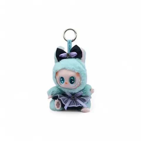 1 HABIT DENTELLE NOIR ET VIOLET POUR PELUCHE LABUBU 16 CM ET ACCESSOIRE + 1 PELUCHE PORTE CLÉS OFFERT CADEAUX ANNIVERSAIRE /NOËL