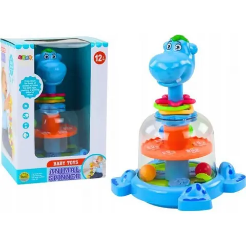 Toupie de compétition - LEANTOYS - Toupie Hippopotame - Bleu - 1 toupie - 2 balles