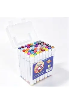 Marqueurs encre alcool double pointe - Pack de 48 - Corps blanc avec boîte de rangement