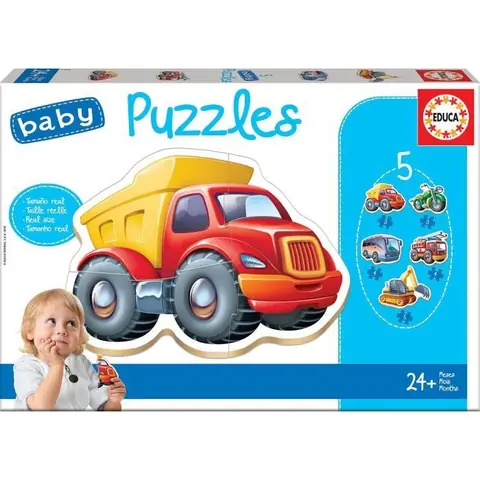 Puzzle éducatif pour enfant - EDUCA - Véhicules - 24 mois - Lot de 5 puzzles progressifs