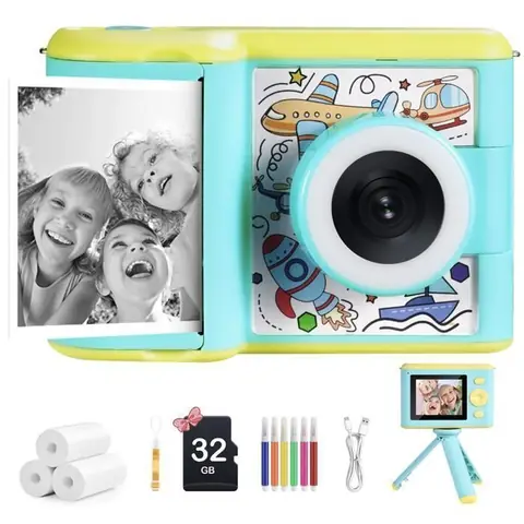 Appareil photo instantané - BRILLAR - Enfants - Écran IPS 24 - 32 Go - 3 rouleaux papier photo